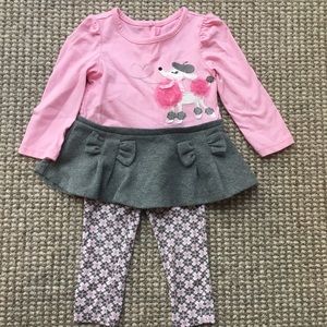Kids Headquarters 18M pink/gray top/leggings set